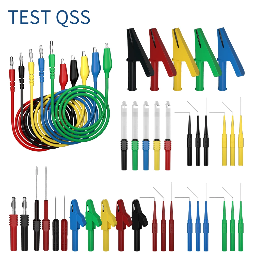 Kit de Chumbo de Teste de Multímetro Qss 41 Peças Plugue Banana de mm para Clipe de Jacaré Cabo de Teste com Fio Sondas de Perfuração Clipe de Jacaré Q.80013