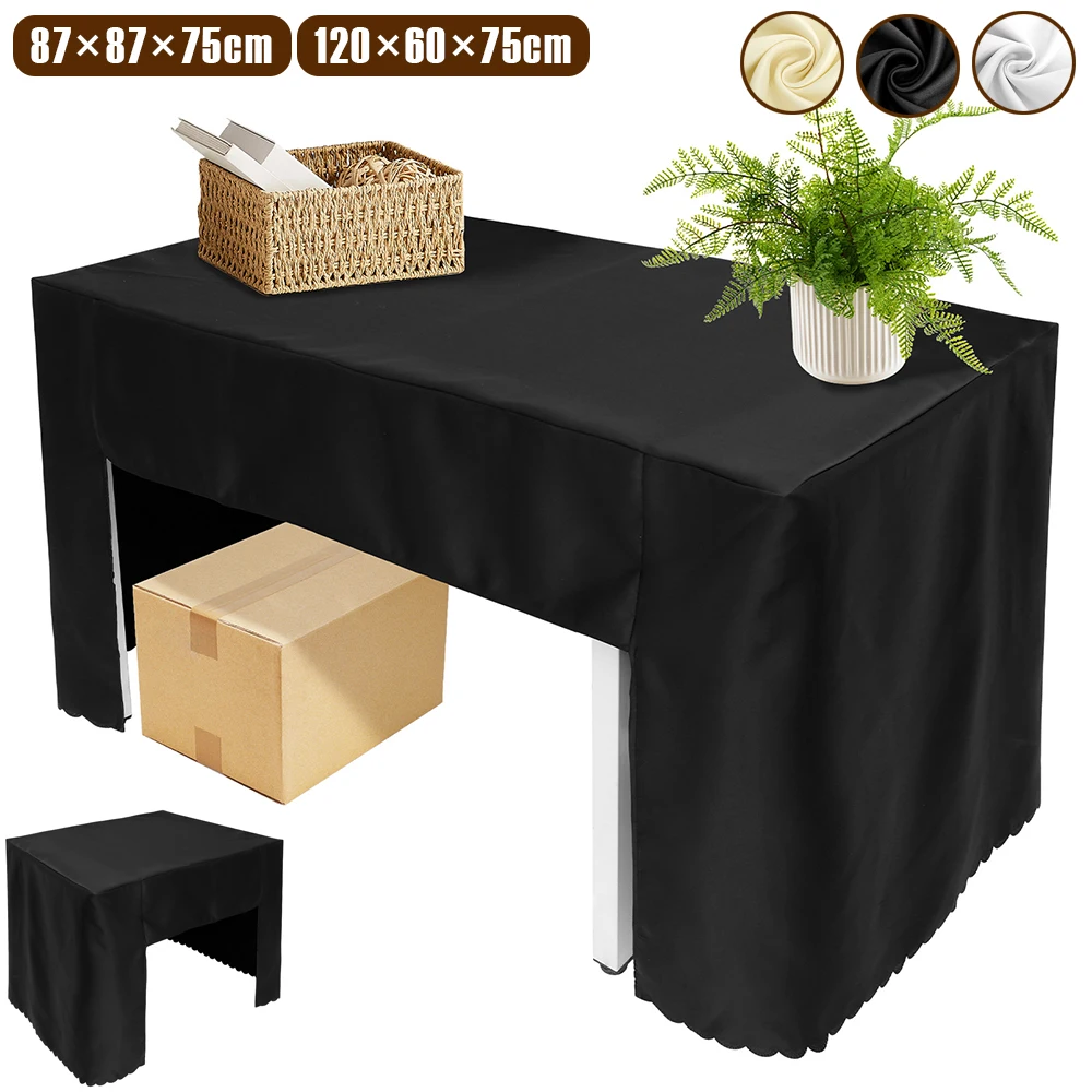 

Table Cover Double Satin Open Back Fitted Table Cloth Machine Washable Square Tablecloth Decorative for Party Banquet Exhibition