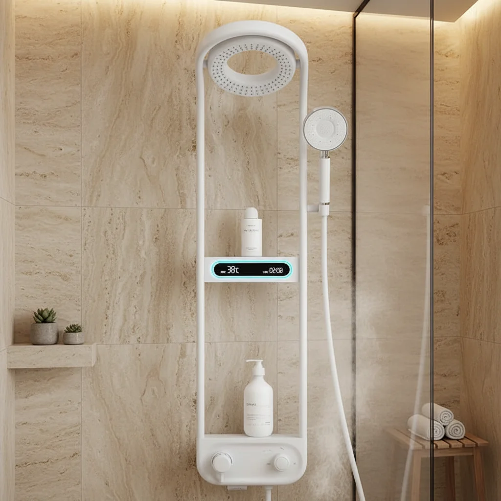 New Grey Black Silver Multifunction Rainfalll Piano Key Hot And Cold Sprinkler Massage Shower Head Sets System Panel