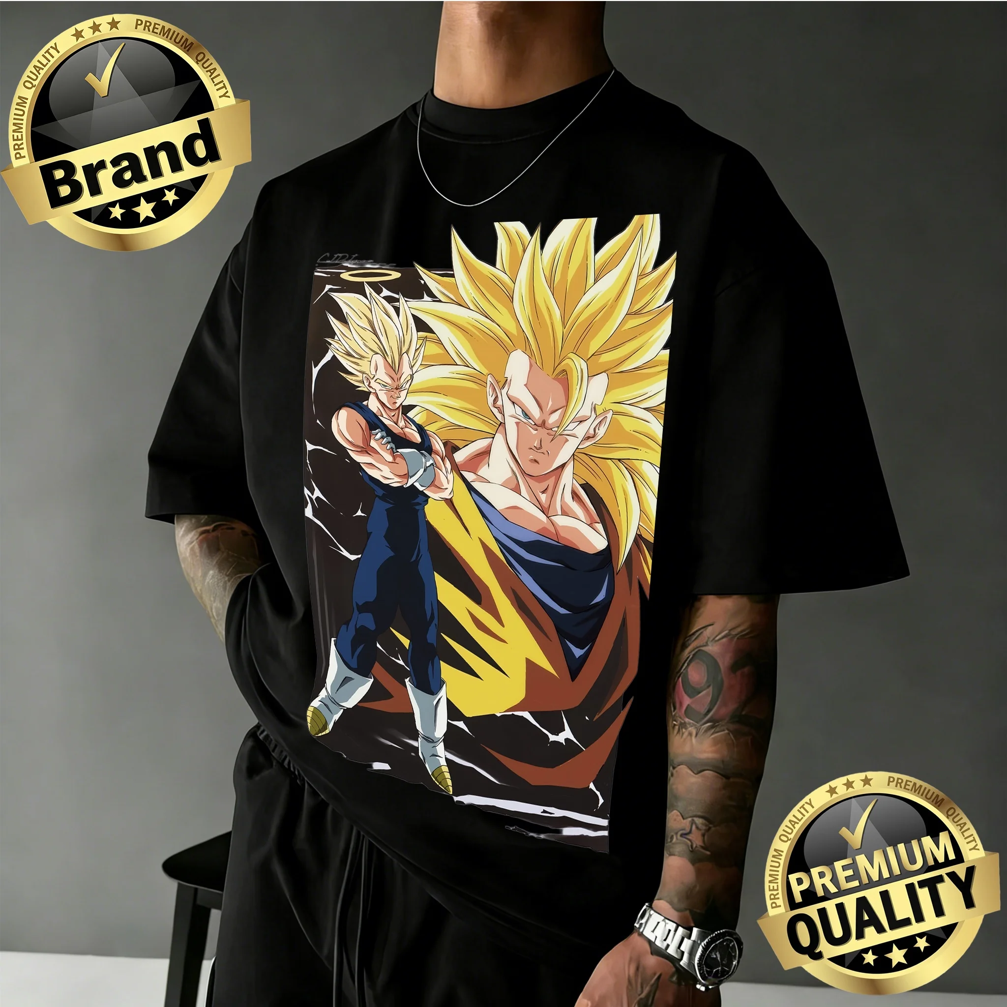 2026 Sommer Klassisches Dragon Ball T-Shirt 100% Baumwolle Oversized Super Saiyan 3 Goku Druck Retro Lässig Locker Sitzend Unisex T-Shirt Y2k