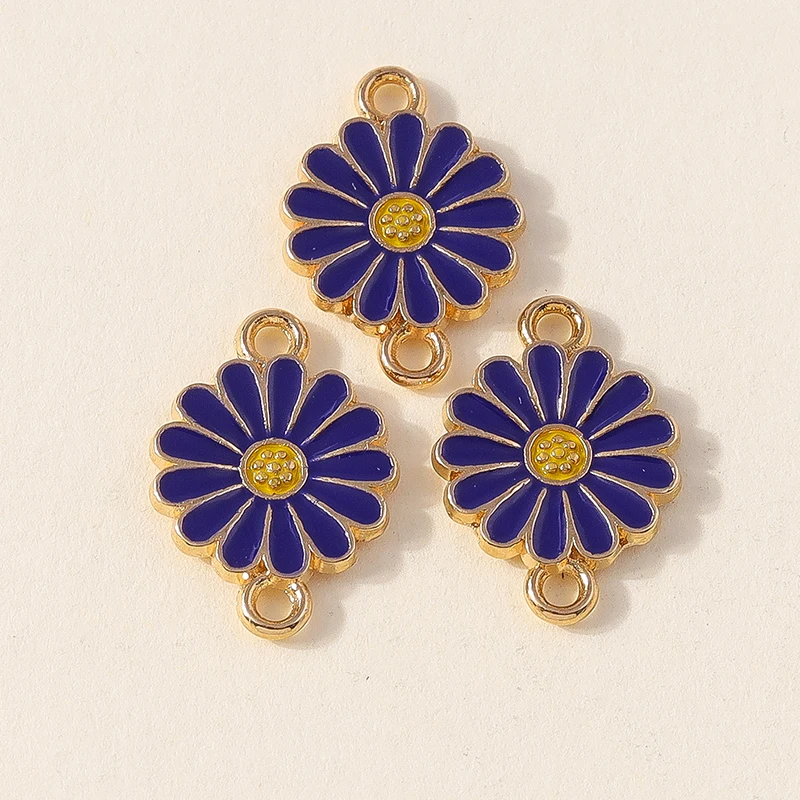 20 Stück modische, bunte Emaille-Blumen-Anhänger, Verbinder für die Schmuckherstellung, DIY-Halsketten, Armbänder, handgefertigtes Kunsthandwerk, Zubehör – Detail 20