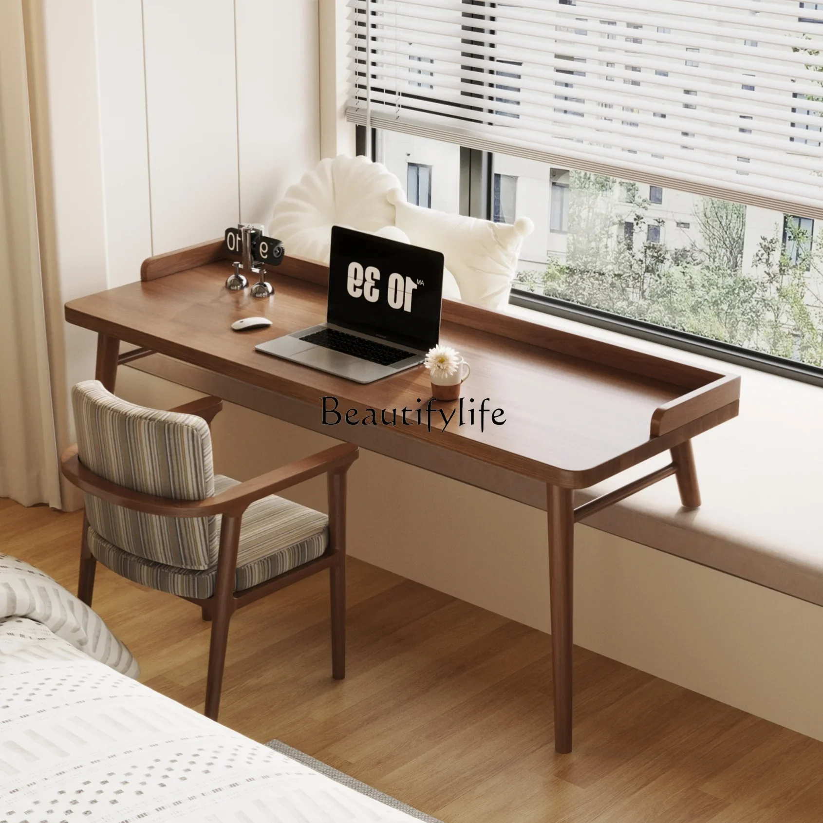 

yj7 All Solid Wood Desk casual Bedroom Long and Short Leg Computer Desk Small Apartment