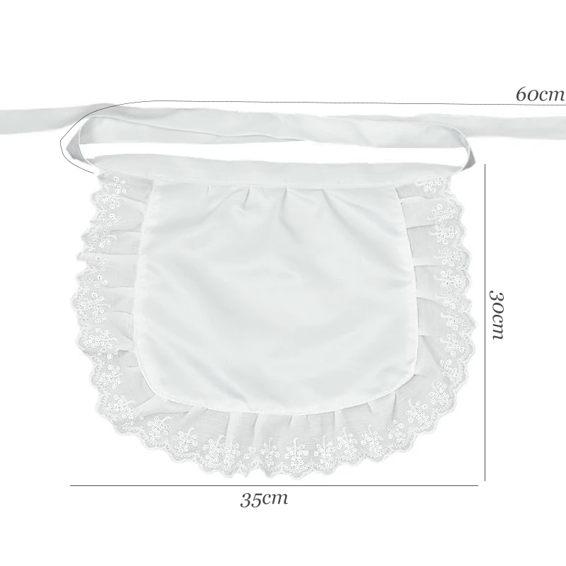 Fashion Lace Woman Lolita Maid Apron Short Half Waist  Sexy Female Cafe Kitchen Cooking Florist Beauty Restaurants Pinafore Home