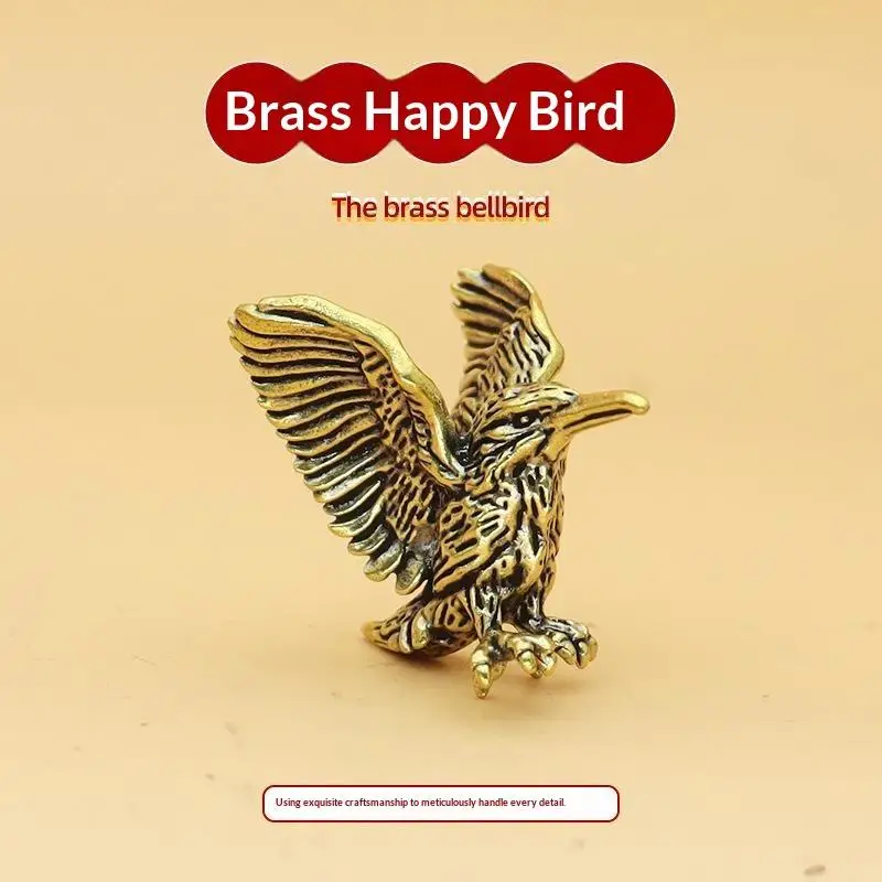 Mini Brass Open Wing Eagle Figurine Vintage Bird Sculpture Home Office Desktop Ornament Art Decoration Gift