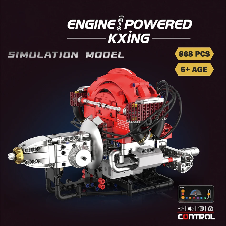 

MOC Motorized Beetle Car Flat Engine Building Blocks Horizontally Opposed Four Cylinder Piston Engine Boxer Bricks Toys Kid Gift