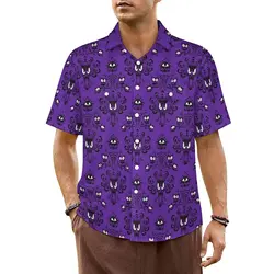 Haunted Mansion Casual Shirt Vintage Print Elegant Summer Shirts Men Short-Sleeved Vacation Y2K Street Custom Oversize Blouses