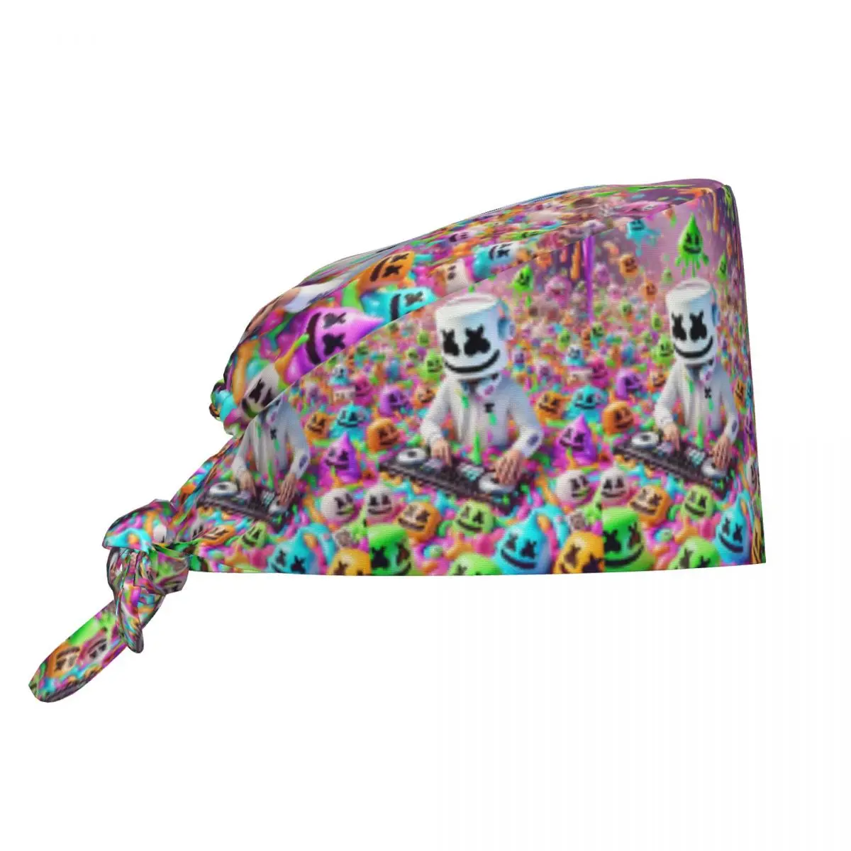 Marshmellos Electronic Music DJ Scrub Hat Surgical Scrub Caps Unisex Nurse Medical Cap Work Scrubs Hat for Hospital Pharmacy