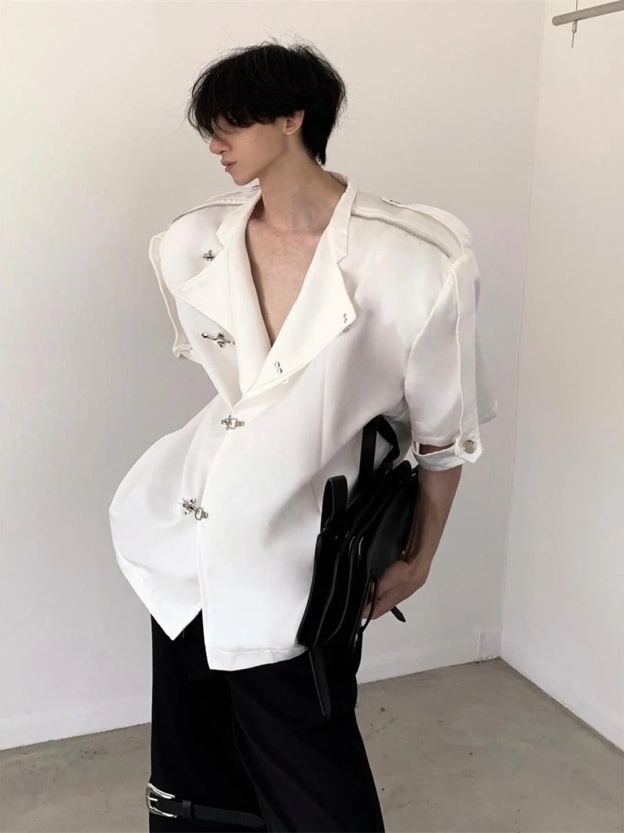 

Новое китайское мужское пальто Jaet ort Sve Pad oulder Youth Faion Summer Punk Design Sensation M Model Outfit Coat