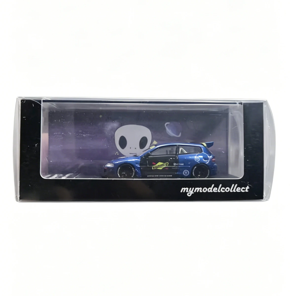 My Model Collect MMC 1:64 Honda Civic EG6 White Black Track Livery / Blue SUNOCO Alien Theme Diecast Model Car In Stock view 6