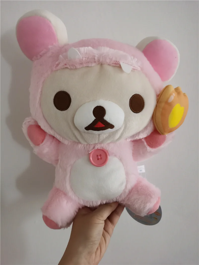 New Cute Rilakkuma Plush Korilakkuma Bear Pink Dinosaur Sitting Big Plushes Stuffed Pillow Toy Doll 36cm Kids Children Gifts