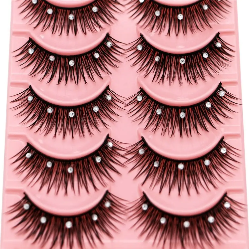 Shiny Spiky Fuffy Lashes Handmade Women Beauty False Eyelashes Eye Extension Thick Long Eye Lashes Diamond Manga Lashes