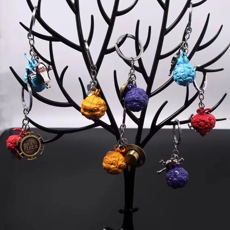 One Piece Gum-Gum Fruit Keychain Anime Action Figures Home Car Key Shoolbag Metal Decorate Children Birthday Gift Christmas Gift