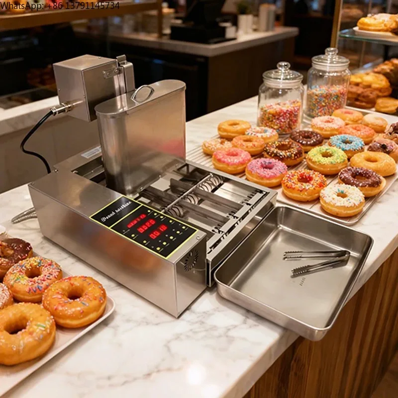4 Row Electric Donut Maker Machine Automatic Digital Display Mini Circle Donut Fried Fryer Doughnut Equipment 800-1000Pcs/H