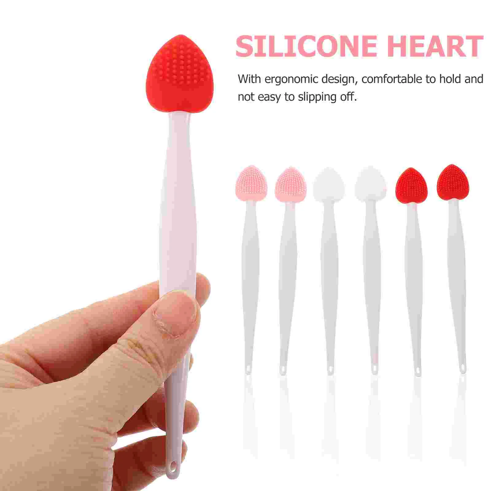 6 Pcs Lip Brush Love Silicone Cleansing Beauty Tool Nose Cleaner 6pcs Scrubber Cleaning Tools Silica Gel Scrubbers