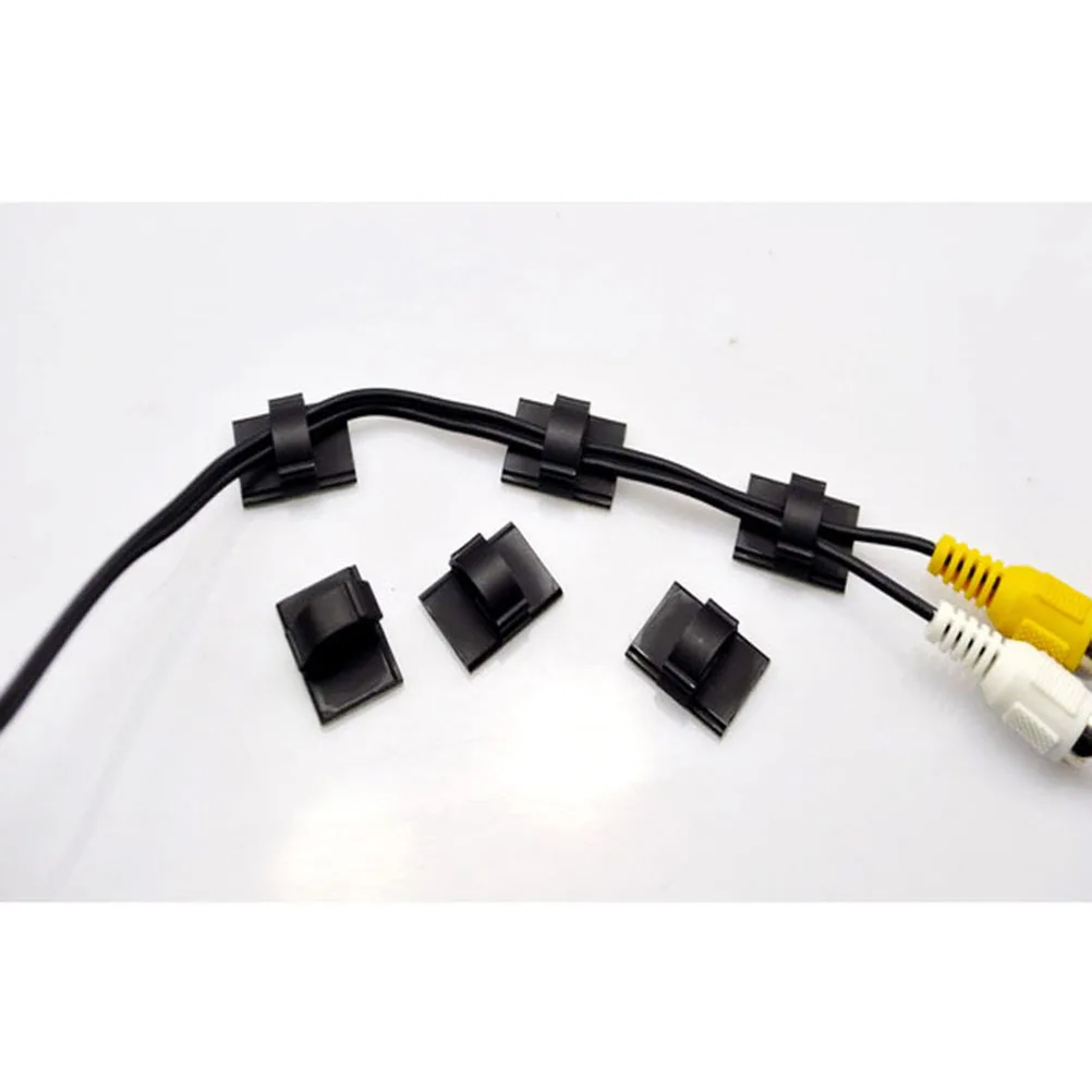 

150 pcs Wire Cord Clips Plastic Cable Clamps For Cables Adhesive Backed Black Cable Holder Clamps Wire Management Organizer