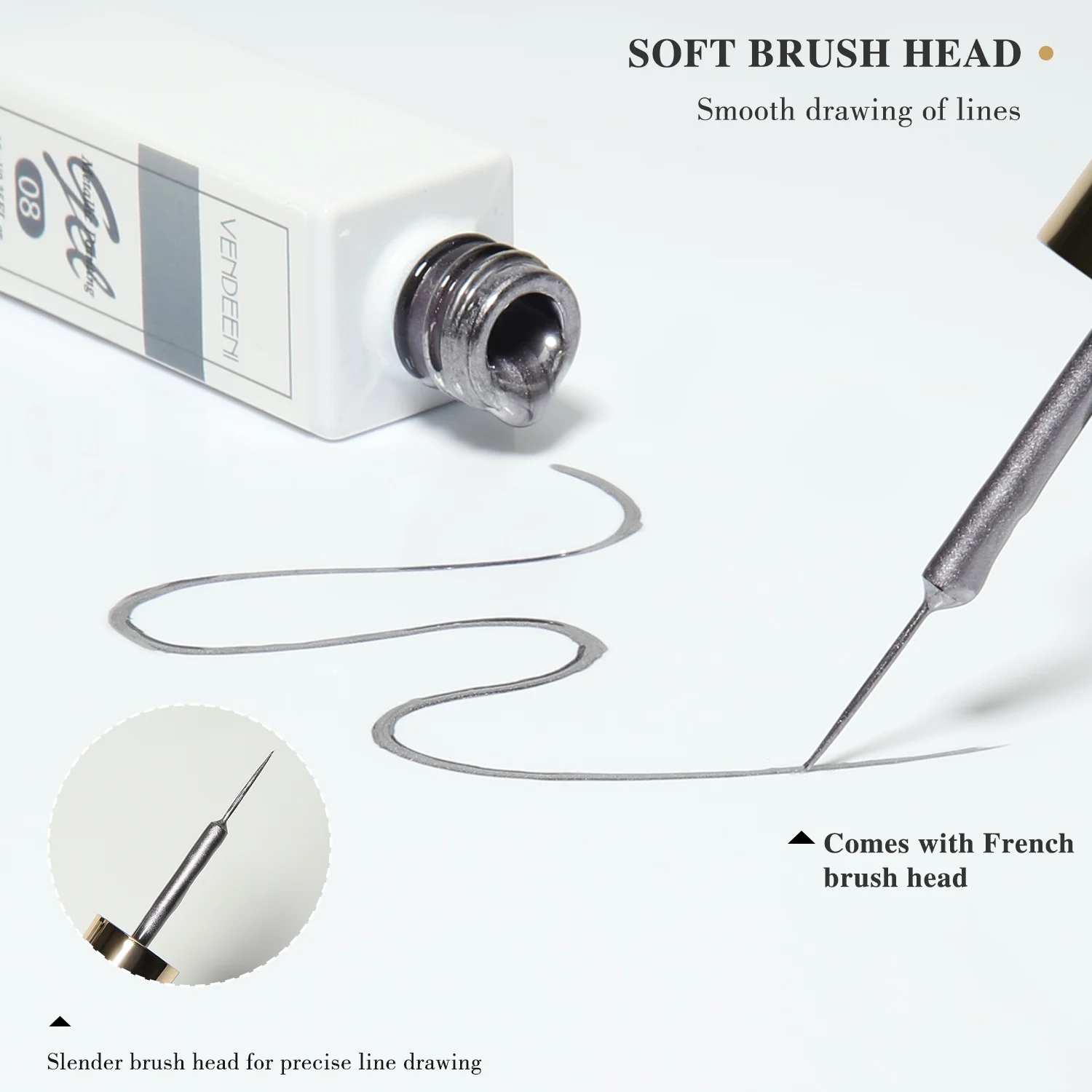 Vendeeni Best Quality Top Material 12colors Metallic Liner Gel Polish Collection 12ml Silver Rose Gold Metal Gel Liner Nail Art