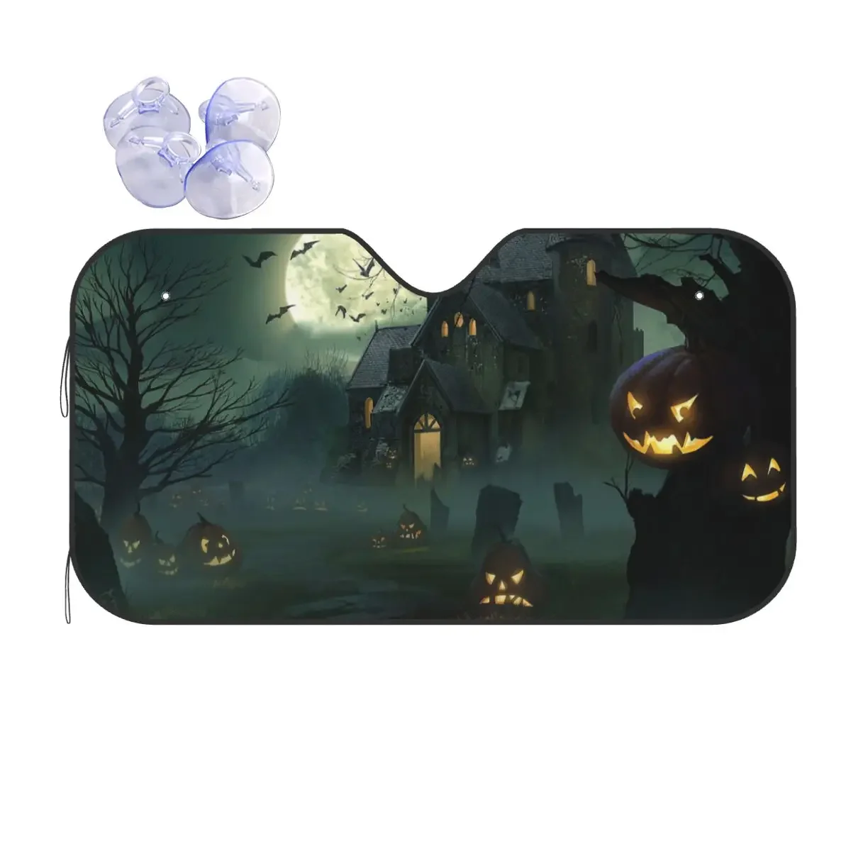 

Лобовое стекло Happy Halloween Тыква Sunsha Haunted Mansion Складное переднее лобовое стекло автомобиля 70x130 см Козырек Sunsha Автомобильные чехлы