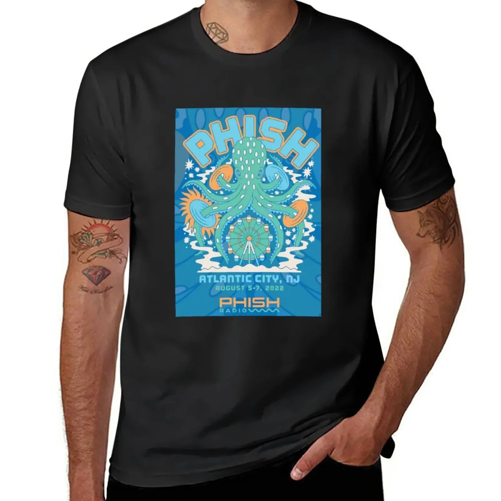 Camiseta de Phish Atlantic City para hombre, camisa negra de peso pesado, hippie, 2022