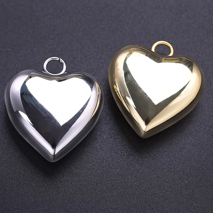 4pcs New Big Heart Acrylic Charms Love Romantic Pendants For Making Diy Jewelry Handmade Stainless Steel Accessories Necklace
