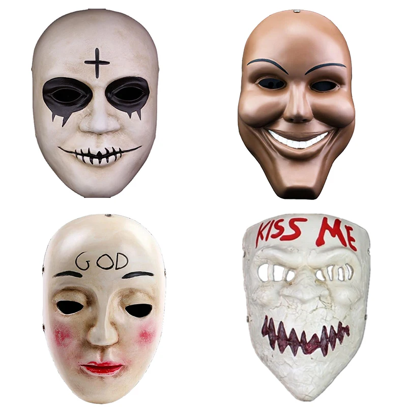 

Хэллоуин анонимные маски из смолы тема фильма анфас для взрослых косплей фильм мяч костюм маски ужас коллекция маскарадный реквизит