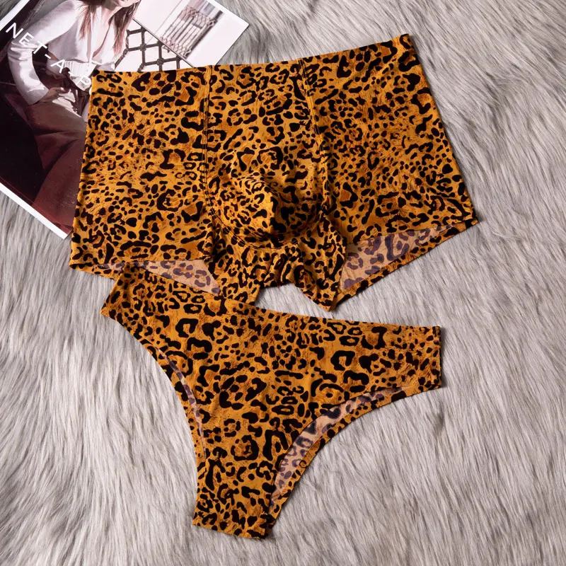 Couple Lovers Men Boxer Shorts Leopard Print Sexy Underwear Men\'s Underpants Cueca Boxer Male Panties Lady Boxershorts Bamboo