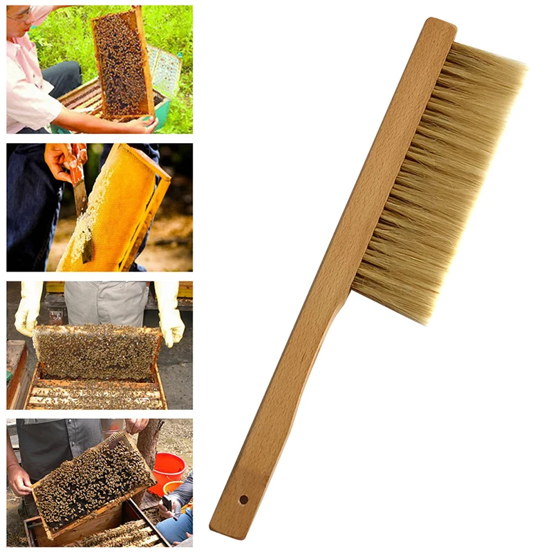 

Bee Brush Garden Tools Wood Wasp Sweep Brush Beekeeping Tools Two Rows of Horse Tail Hair Beehive Equipment Beekeeper Supplies