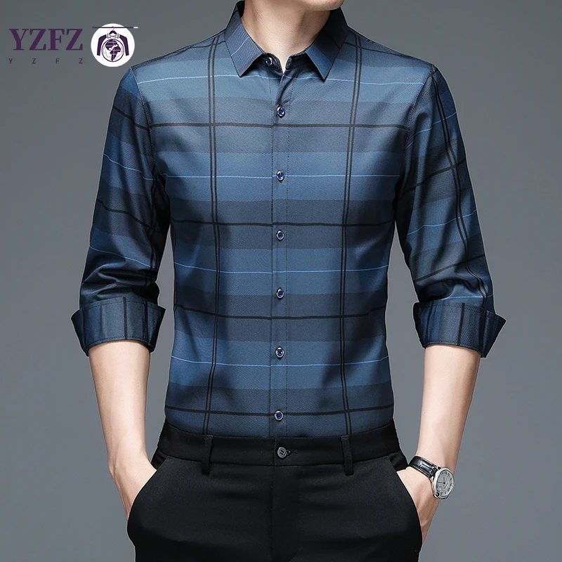 

New Men's Casual Printed Long Sleeved Lapel Shirt for Spring and Autumn Fashion Comfortable Wrinkle Free Top Without Ironing