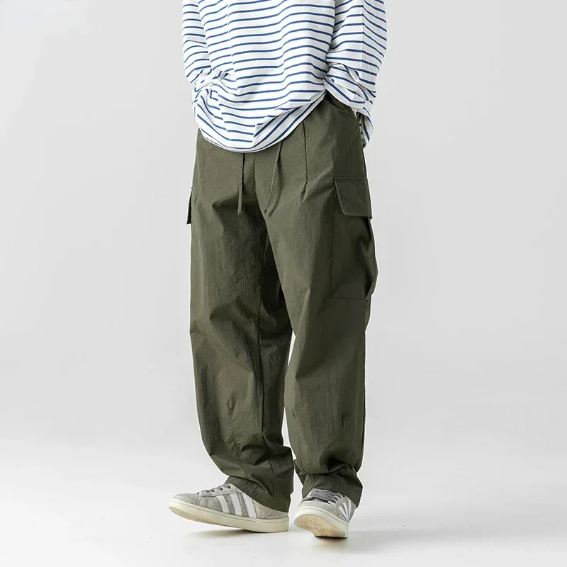 Spring Summer Men's 2023 New Multi-Pocket Cargo Pants Men's Casual Solid Colour Straight Baggy Wide-leg Pants Men