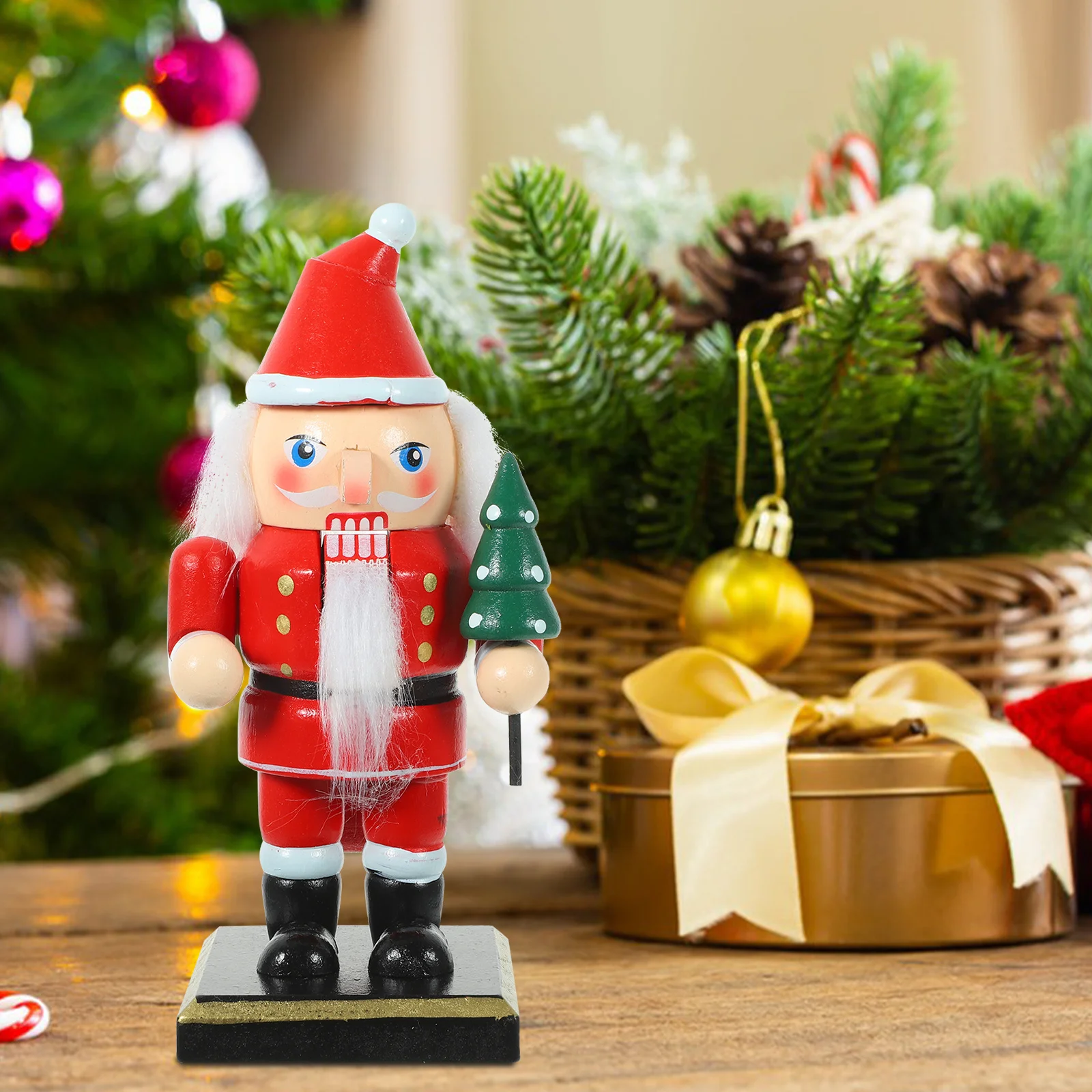 

Christmas Wood Nutcracker Santa Claus Decor Safe Long Time Use Xmas Table Ornament Santa Claus Nutcracker