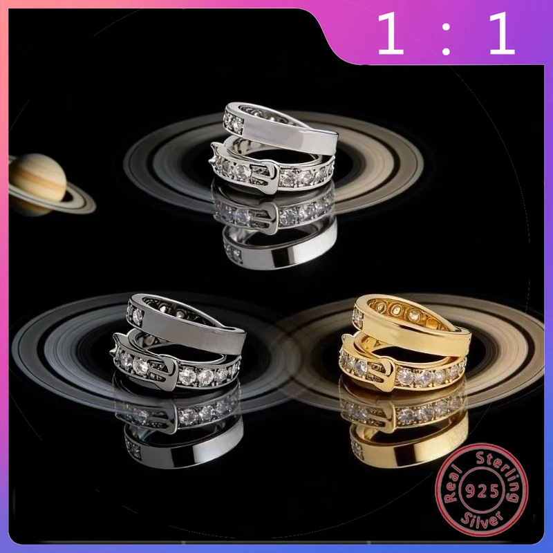 

Кольцо S925 High Version в европейском и американском стиле, ретро, двойное, с инкрустацией бриллиантами, в форме Сатурна