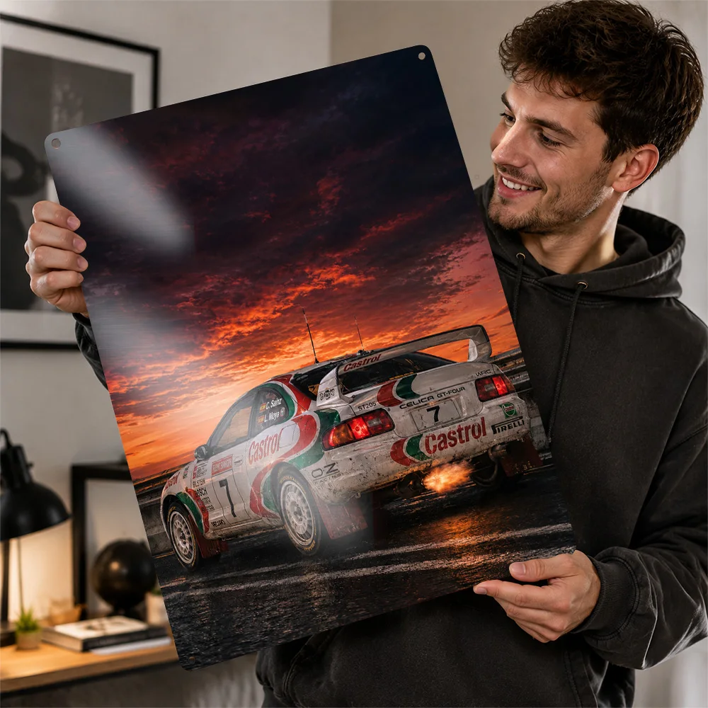 Japan Celica GT-Four ST205 WRC Rally Sunset Rear Textured Poster Customized Metal Tin Sign Circuit Tribute Wall Art For A Home