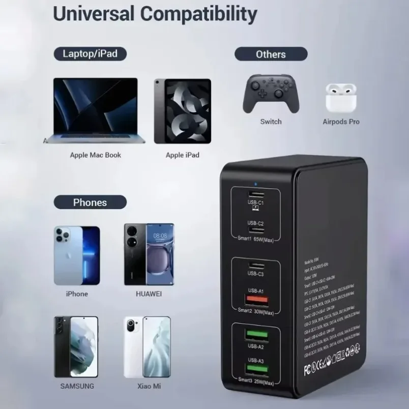 デスクトップ充電器-120w-6ポート-usb-c-pd急速充電ステーション-qc30-ppsドック-iphone-14-13-pro-samsung-xiaomi対応-マルチポート