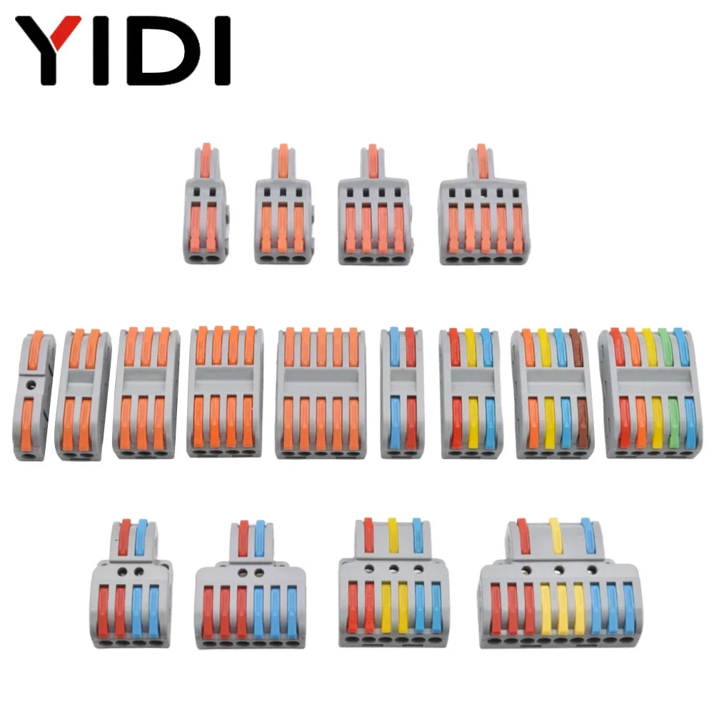 5/10pcs Splitter Cable Push-in Connection Terminal Block 1 In Multiple Out Combined Compact Quick Splice Wiring Connector Clamp