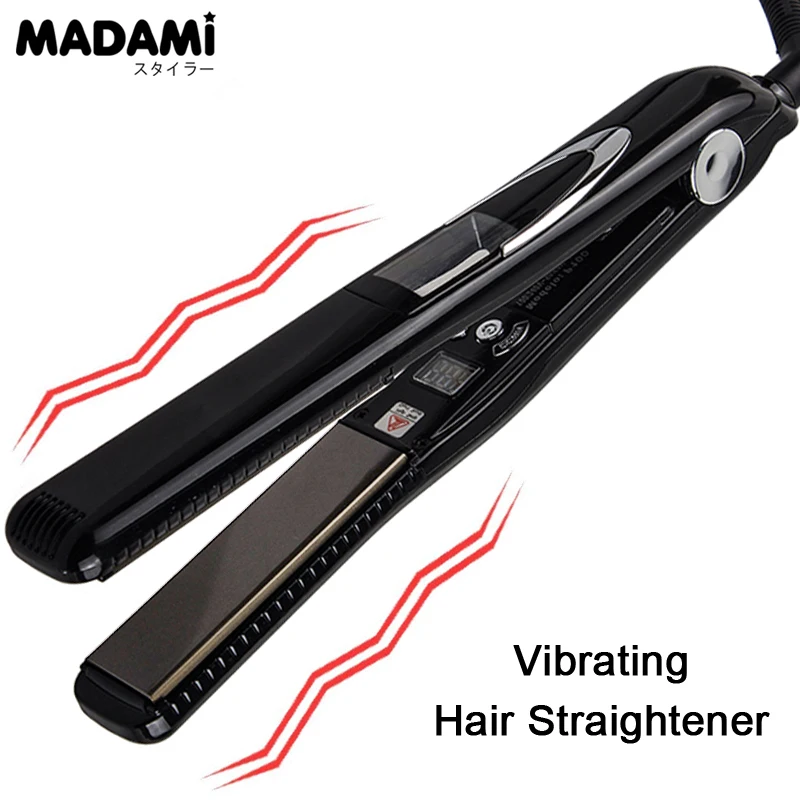 Titanium Flat Iron Vibrate Massage Keratin 470℉ Straightening Irons Hair Straightener Curler Fast Vibrating Salon Styling Tools