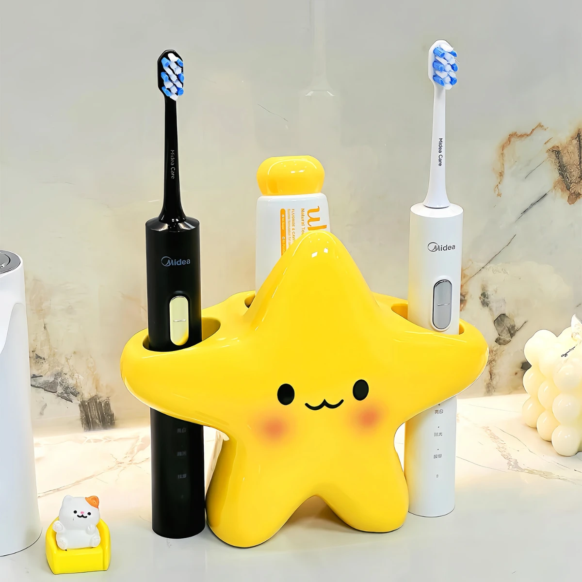 Star toothbrush holder, cute cartoon washbasin, electric toothbrush storage rack, high-value couple toothpaste storage rack