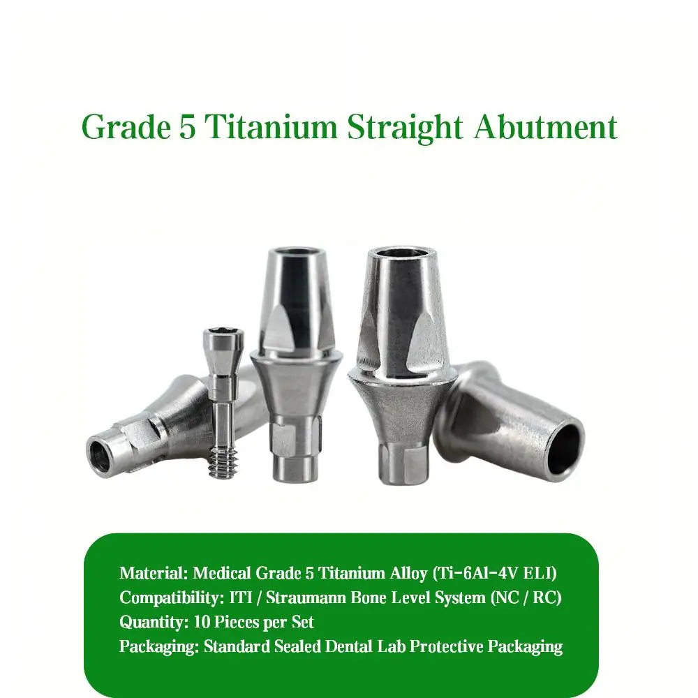 Straumann ITI Compatible Straight Solid Abutment 10 Pcs Dental Lab Consumables Prosthetic Titanium Components RC/NC
