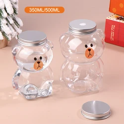 Cute Christmas Bear Disposable Water Bottle Transparent Juice Beverage Bottle Milk Tea Bottle Coffee Juice Portable Drinking Cup