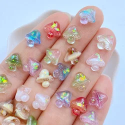 50Pcs New Cute 9mm Mini Shiny Mushroom Series Resin Flatback Ornament Jewelry Making Manicure Hairwear Accessories