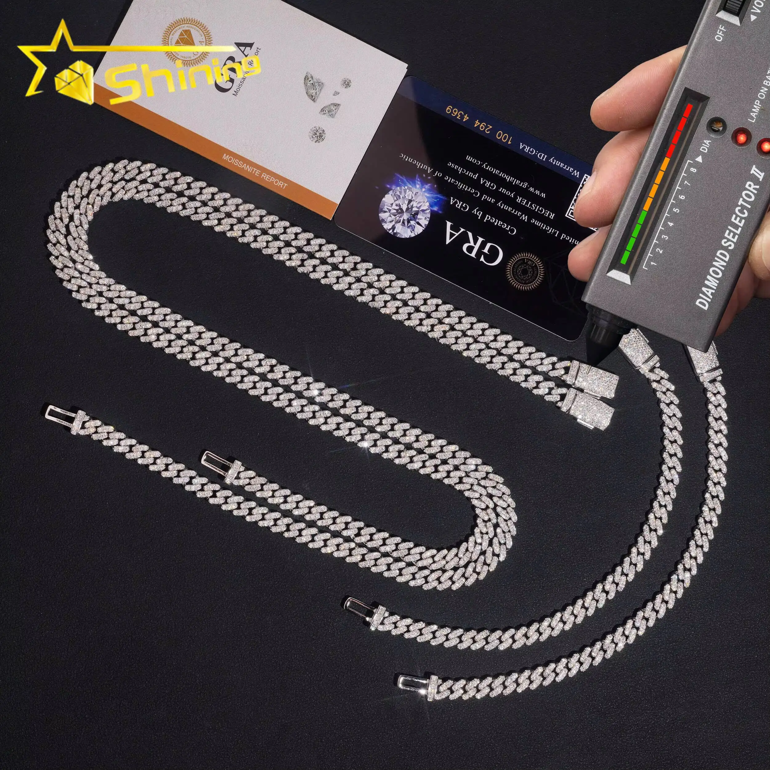 Fashion Hot Selling USA Warehouse Ready to Ship 6mm 925 Solid Silver Hip Hop Jewelry Iced Out VVS Diamond Cuban Link Chain Moiss