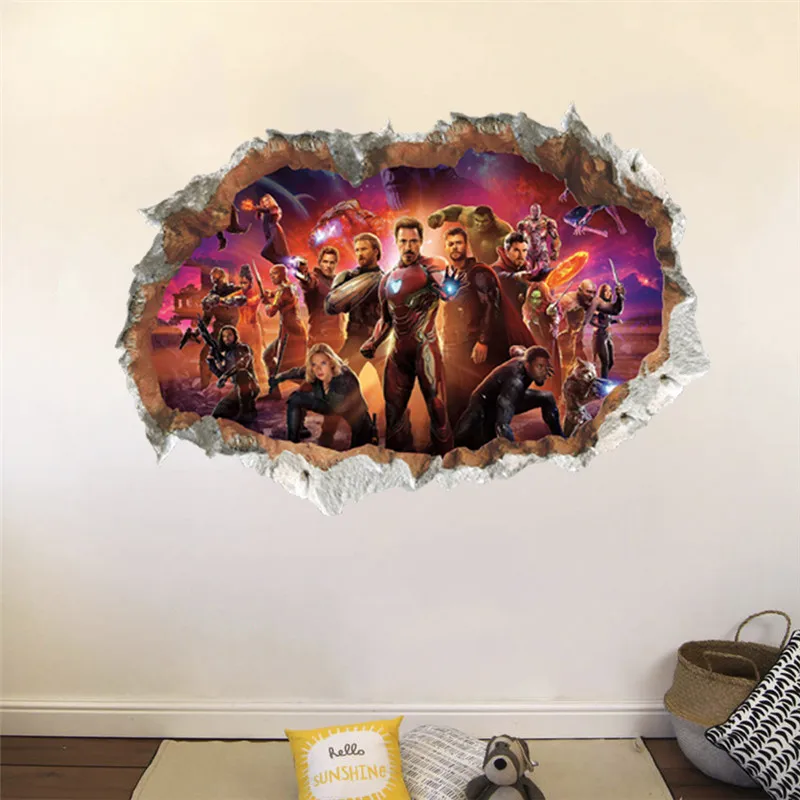 Marvel Avengers 3D Wall Stickers For Kids Rooms Living Room Bedroom Wall Decoration Boys Gifts uperheroes Movie Poster view 4