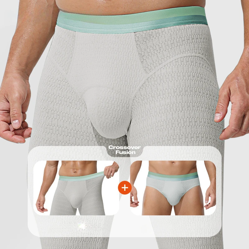 Man Long Thermal Underwear Leggings Fashion Breathable Lingerie Underpants Soft Thin Winter Unique Shape Penis Pouch Design John