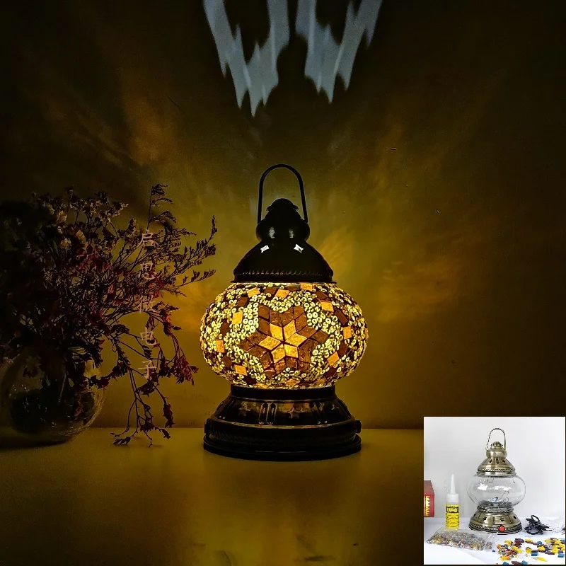 DIY LED Rechargeable Mosaic Portable Camping Light Outdoor Tent Lamparas Turkish Lamp Home Emergency Lampe Nightlight Gift