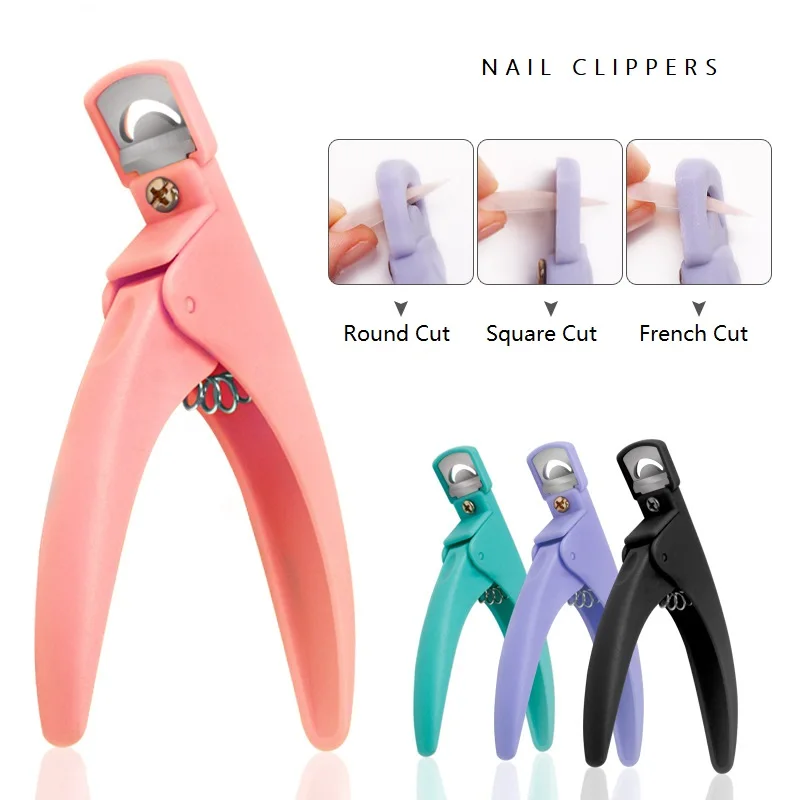 

U-Shaped French False Nail Scissors Professional Stainless Steel Head Nail Clipper Plastic Handle False Nail Tips Clipper