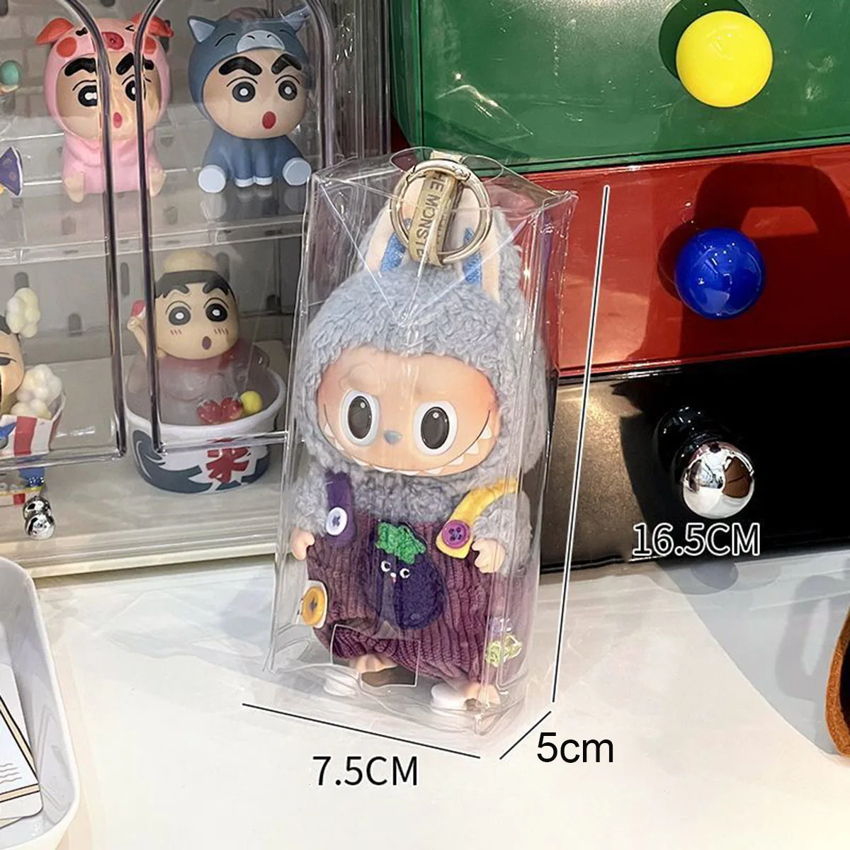 For Labubu Transparent Protective Cover keychain PVC Materials Protective Cover Organizer