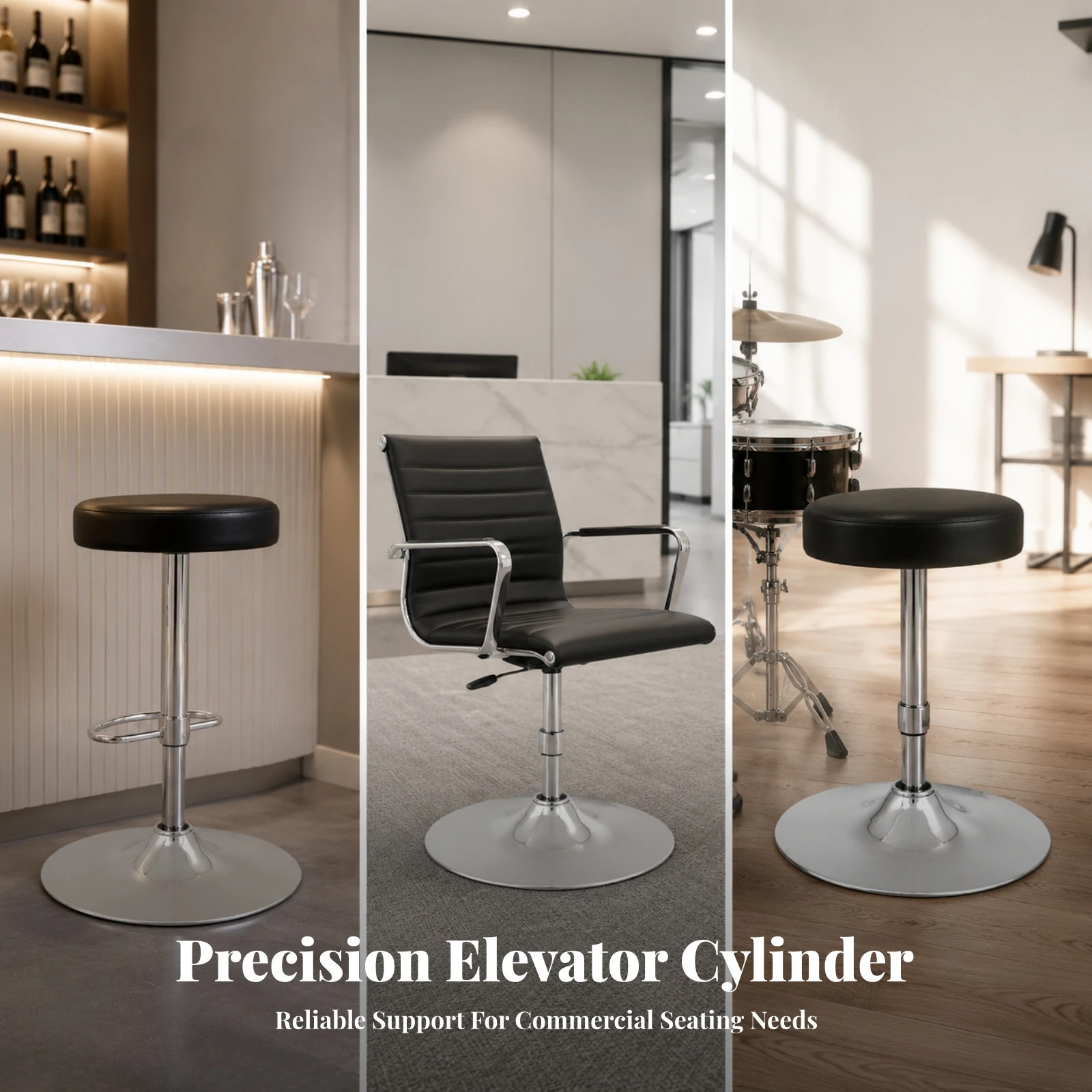 Polished Chrome Metal Seating Base Plate for Lift Chair and Bar Stool Universal Fit