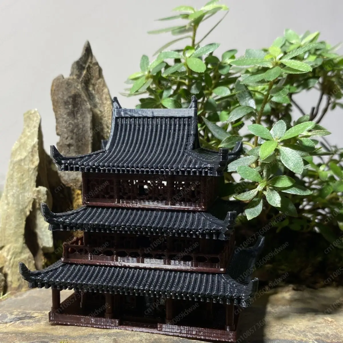 Plastics Landscape Bonsai Chinese 3D Printing Ancient Architectural Model Three Story Ancient Building Landscape DecorationZD484