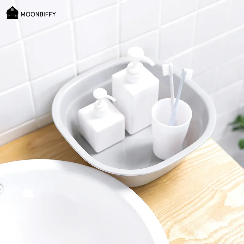 Portable Basins Household Thickened Washbasin Fruit Basin Laundry Basin Plastic Basin Daily Necessities Bathroom Accessories