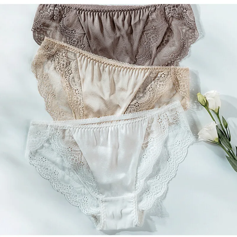 

3 Pair 100% Mulberry Silk Underwear For Women Soft Briefs Thin Silk Lady Panties
