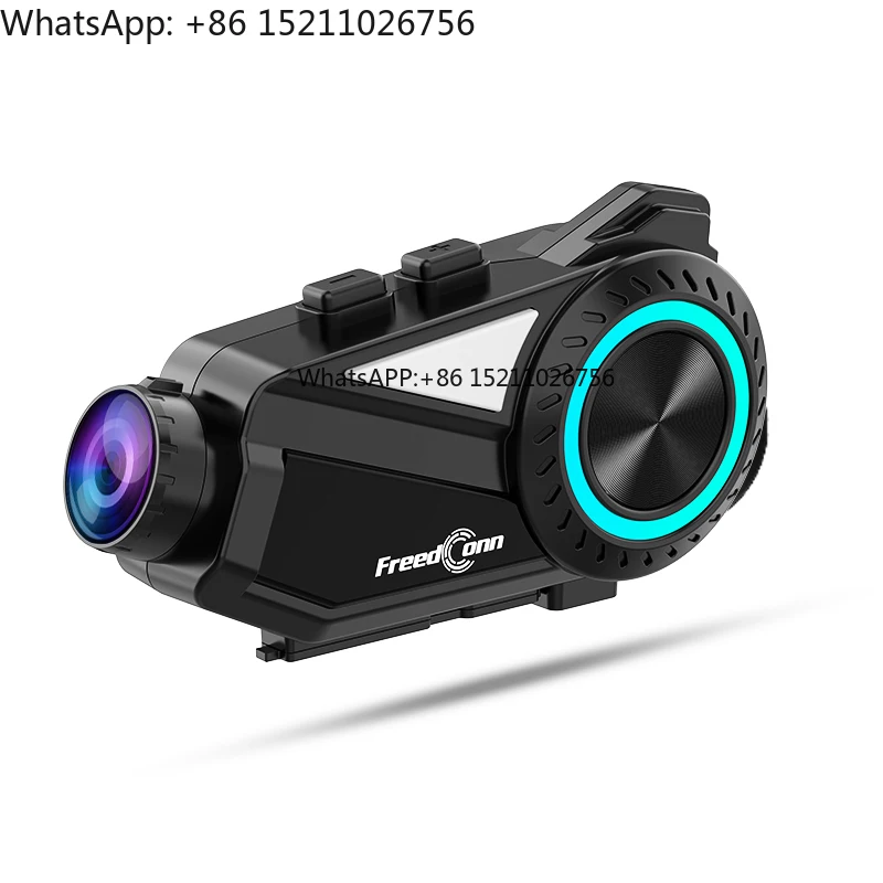 6 Riders 1000m Bluetooth Motorcycle Group Intercom Helmet Headset 360° Video Taking Angle 30°Camera Rotation Motorcycle Intercom