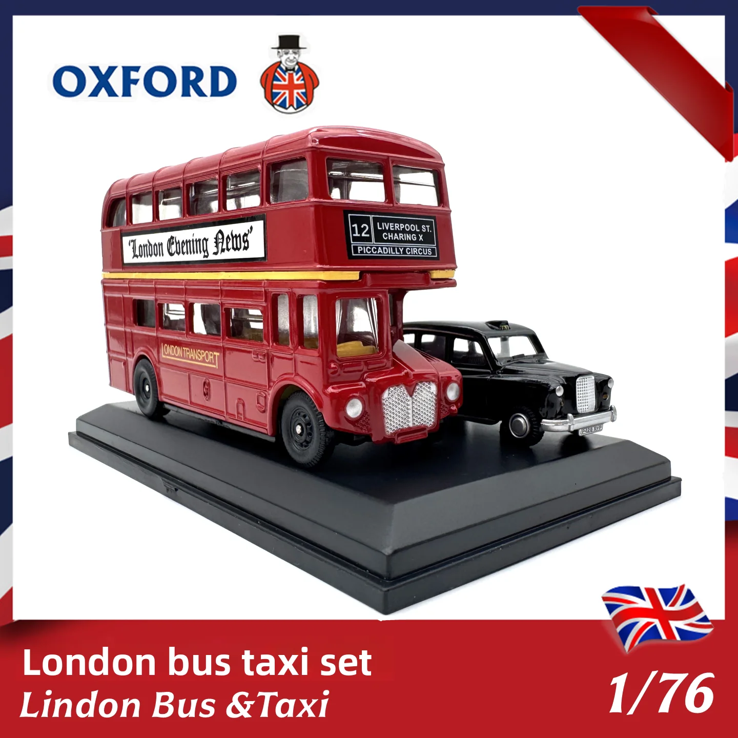 Diecast OXFORD 1:76 Scale Double-decker Bus Taxi Alloy Car Model